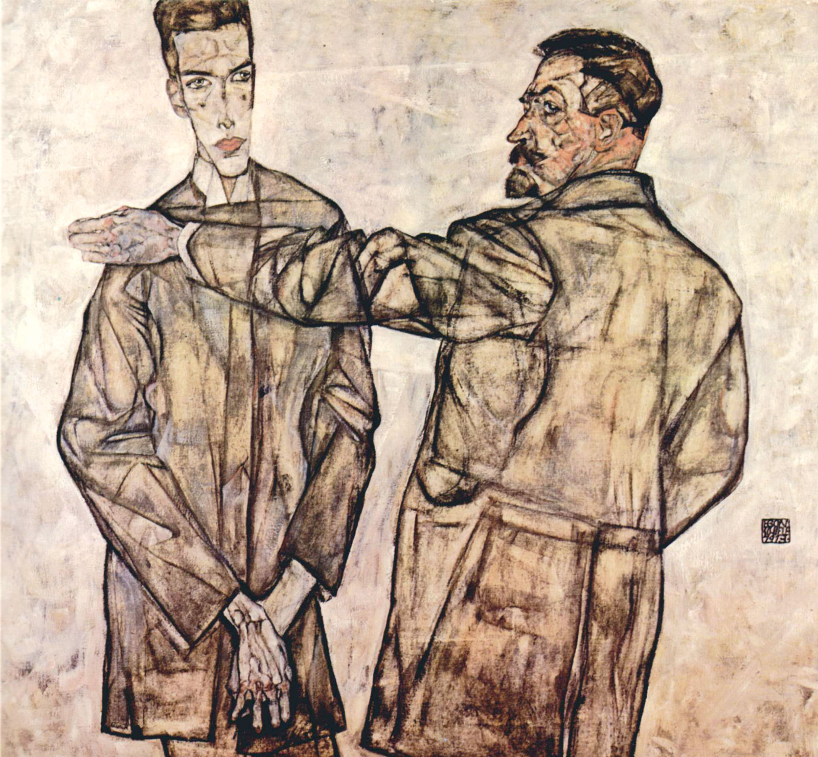Egon Schiele, *Retrato de Heinrich Bensch y Otto*, 1913. Lentos Art Museum