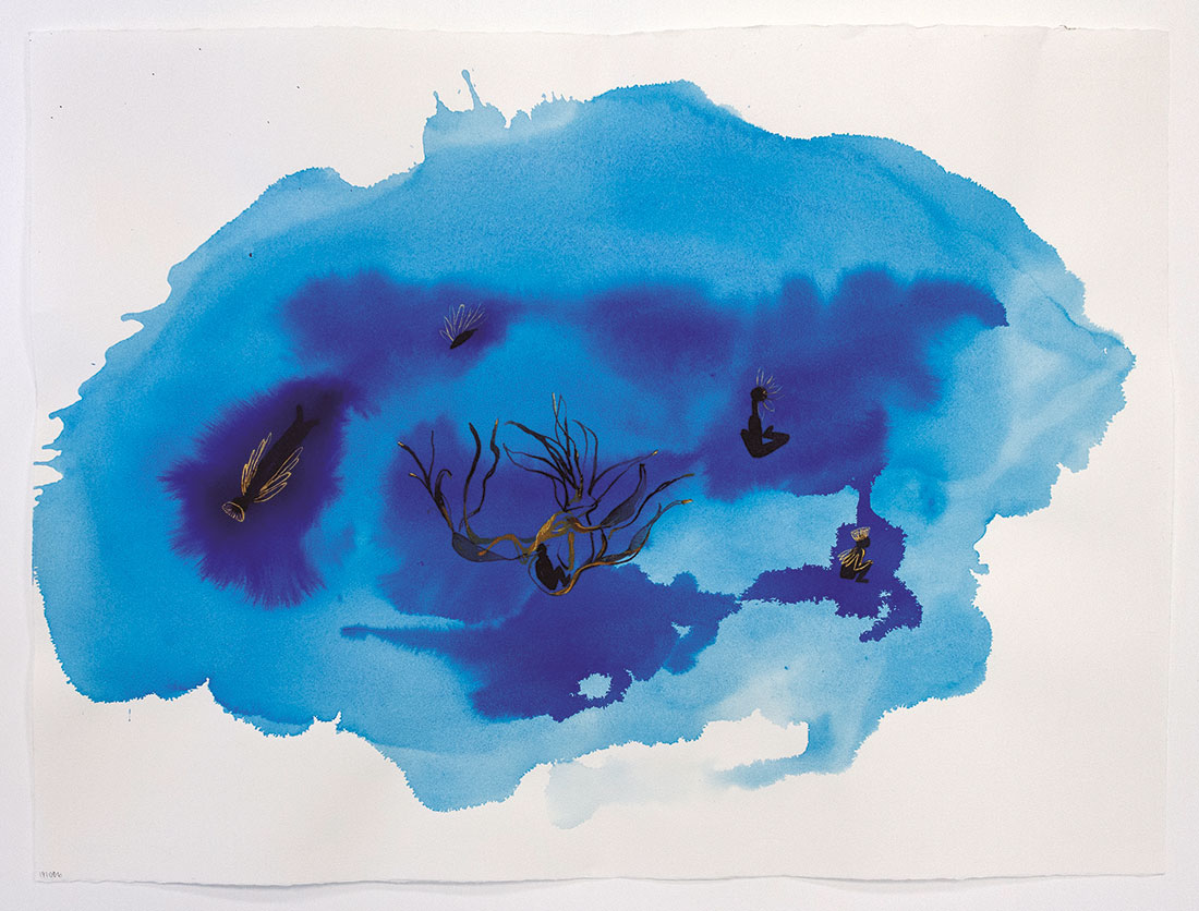 _Five Apparitions_ de la serie “Un pedazo de mar”, 2019. Acuarela, gouache y tinta sobre papel, 66 x 84 cm