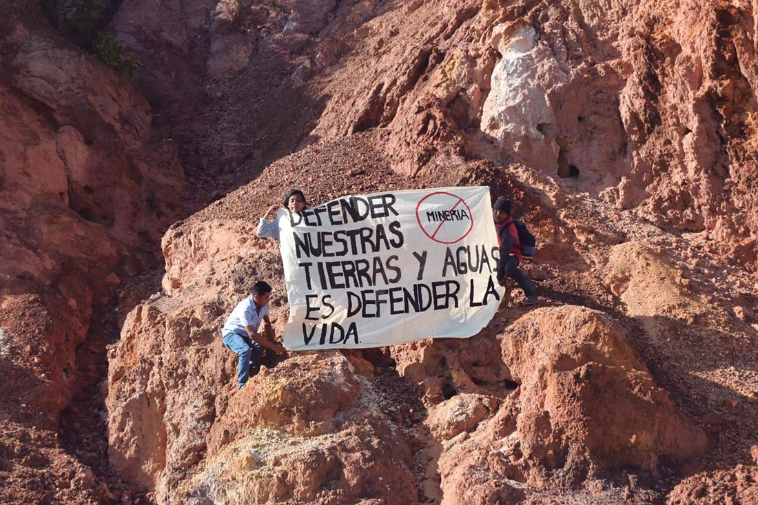 Protesta contra las concesiones mineras en los Chimalapas, 2020. Fotografía cortesía del Colectivo Matza