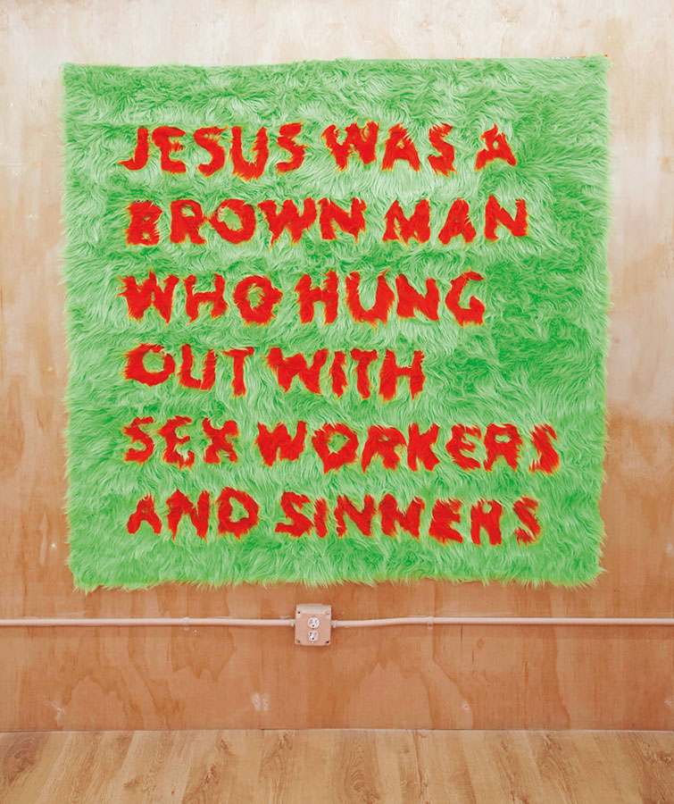 Areli Arellano, _Brown Jesus_, 2019. Cortesía de la artista (Jesús era un hombre moreno que se juntaba con trabajadoras sexuales y pecadores)