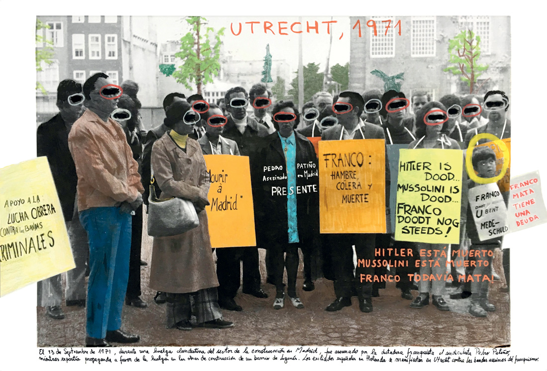 Resistencia al franquismo. Un grupo de exiliados españoles en Utrecht se manifiesta contra el asesinato del sindicalista Pedro Patiño, 1971