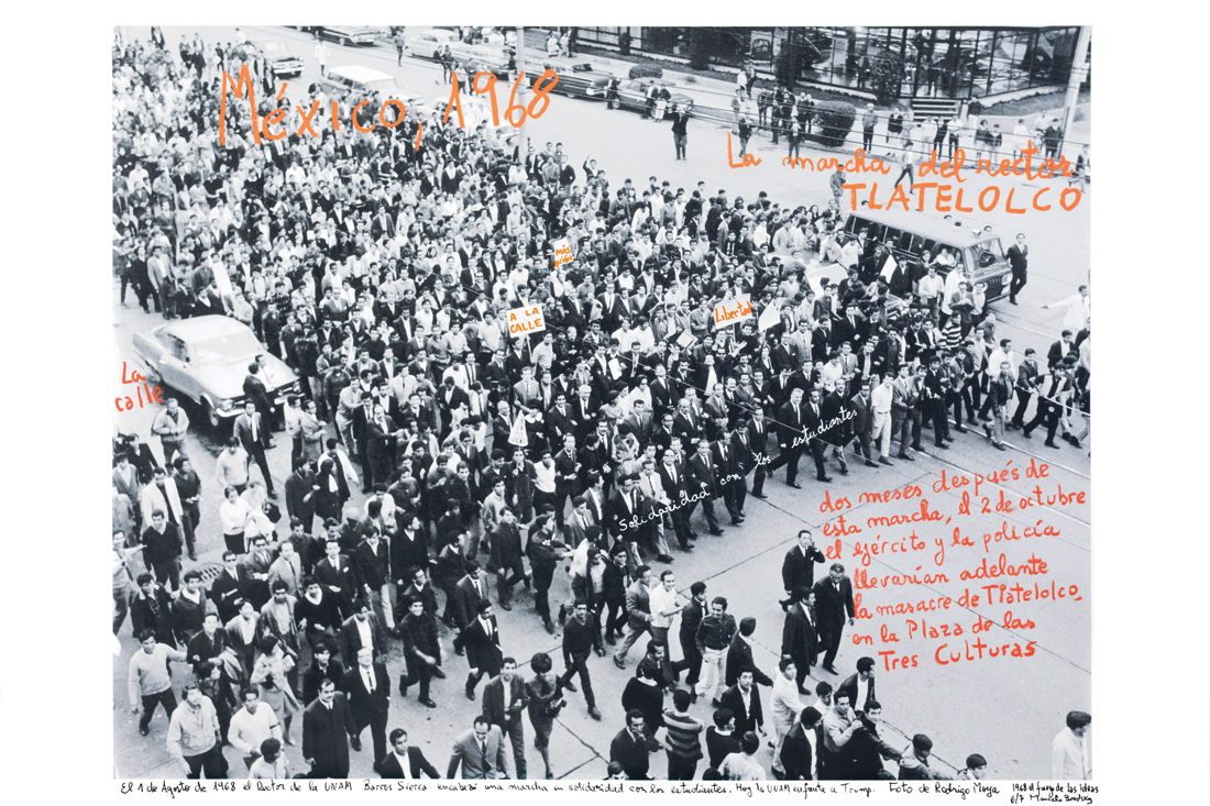 La marcha del rector de la UNAM en apoyo al movimiento estudiantil poco antes de la masacre de Tlatelolco, 1968