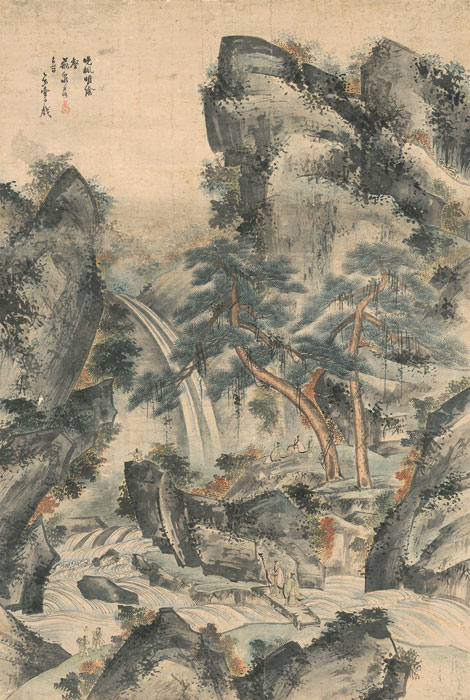 Jang Si-heung, *Erudito contemplando una cascada*, Dinastía Joseon, s.f. Museo Nacional de Corea