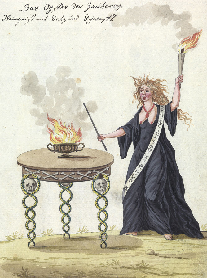 Ilustración de _Compendium of Demonology and Magic_, _ca_. 1775. Wellcome Collection