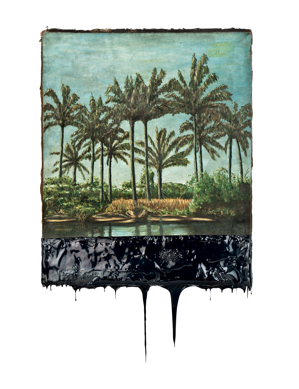 Minerva Cuevas, *Not Just Oil*, 2019, óleo sobre lienzo y chapopote