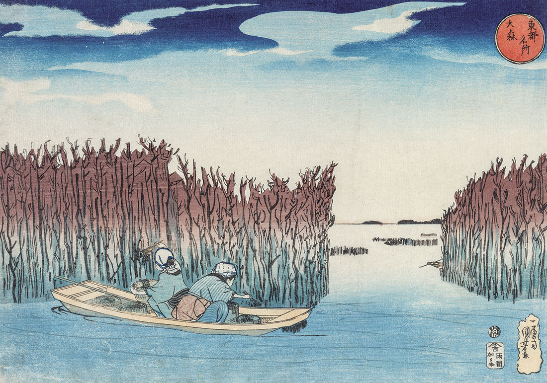 Utagawa Kuniyoshi, _Ōmori_, de la serie _Lugares famosos en la capital del este_, _ca_. 1830. The Cleveland Museum of Art