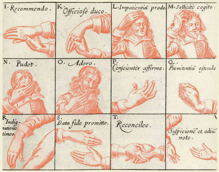 Ilustración de *Chirologia, or The Natural Language of the Hand*, 1644. Folger Digital Image Collection