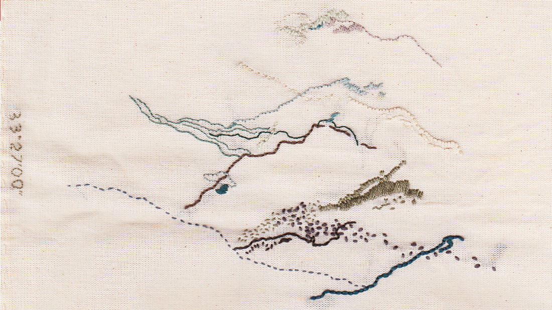 Antonia Alarcón, _Latitud 33_, de la serie _Atlas de Memoria_, bordado sobre algodón, 2018. Cortesía de la artista ©