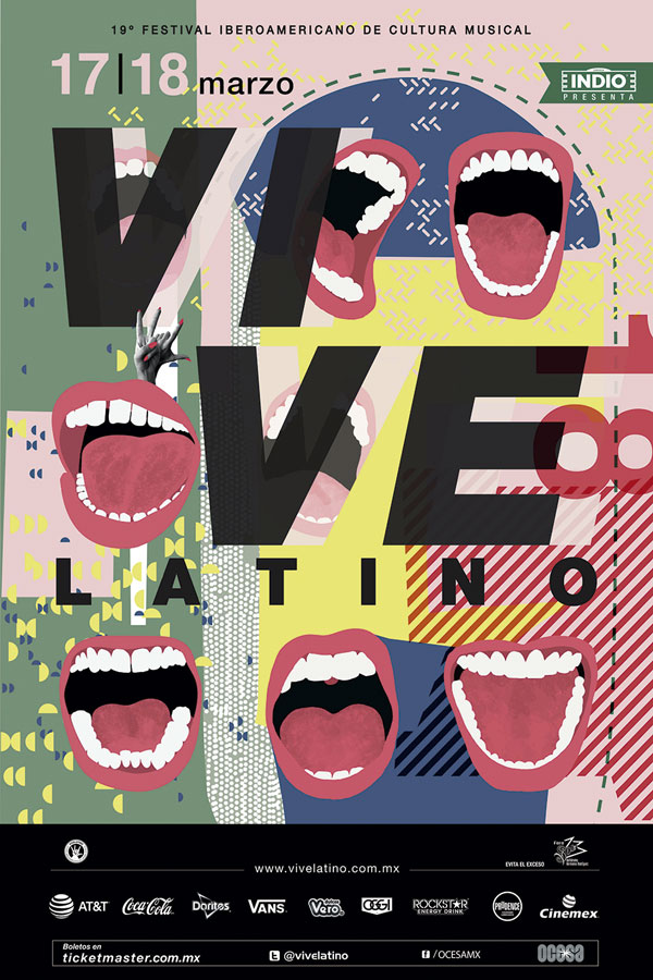 Cartel para el Vive Latino. Diseño de Flaminguettes, 2018