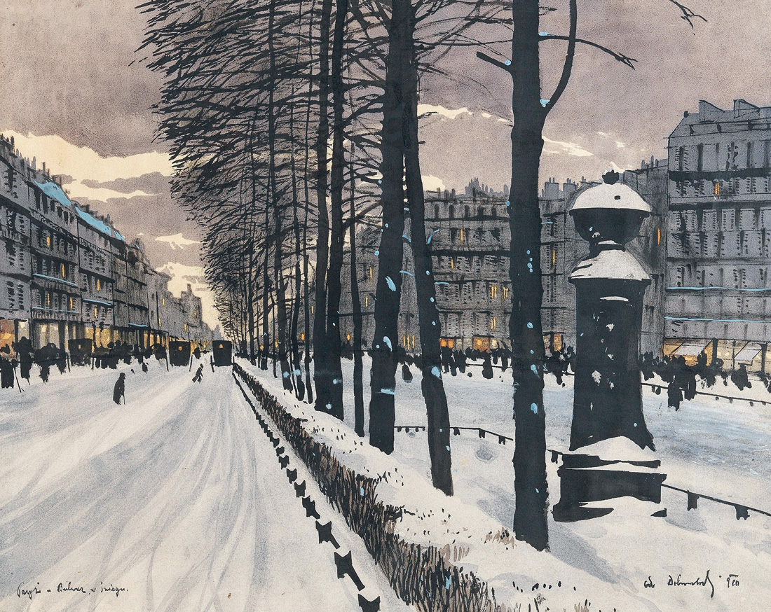 Odo Dobrowolski, *Un bulevar nevado en París*, 1910 