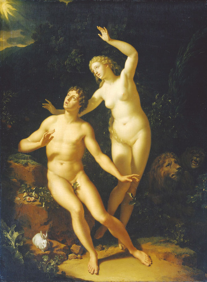Adriaen van der Werff, _Dios responsabiliza a Adán y Eva_, 1717. Rijksmuseum