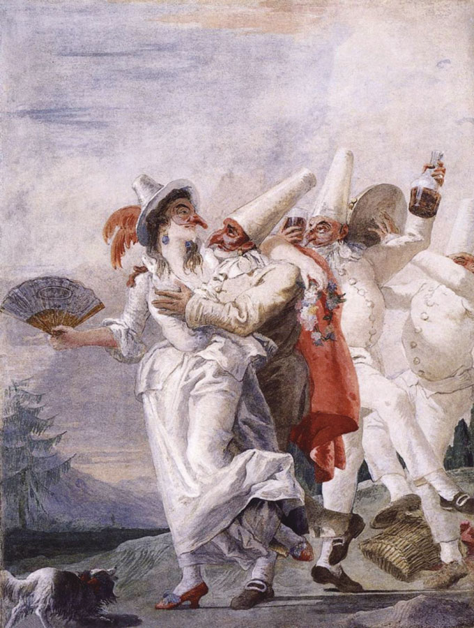 Giandomenico Tiepolo, _Pulcinella innamorato_, 1793. Ca’ Rezzonico, Museo del Settecento Veneziano
