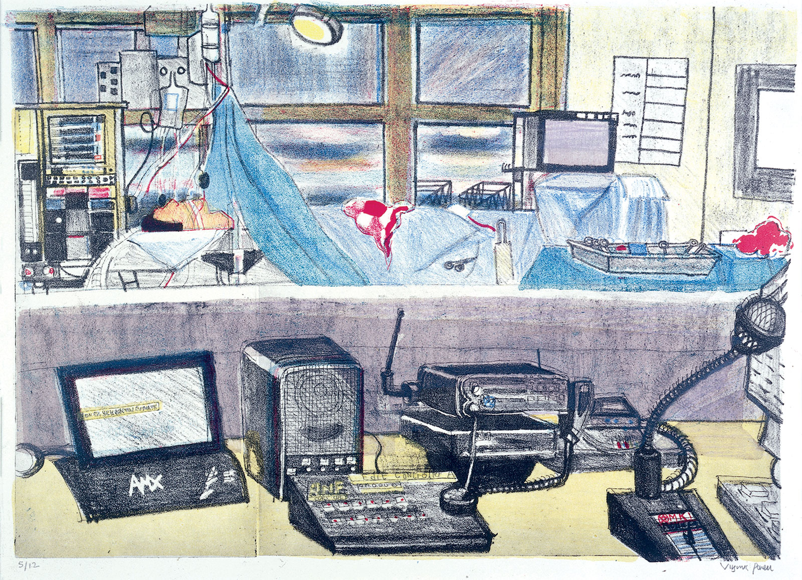 Virginia Powell, ilustración del simulador Eagle para entrenamientos de anestesia, 2000. Wellcome Collection