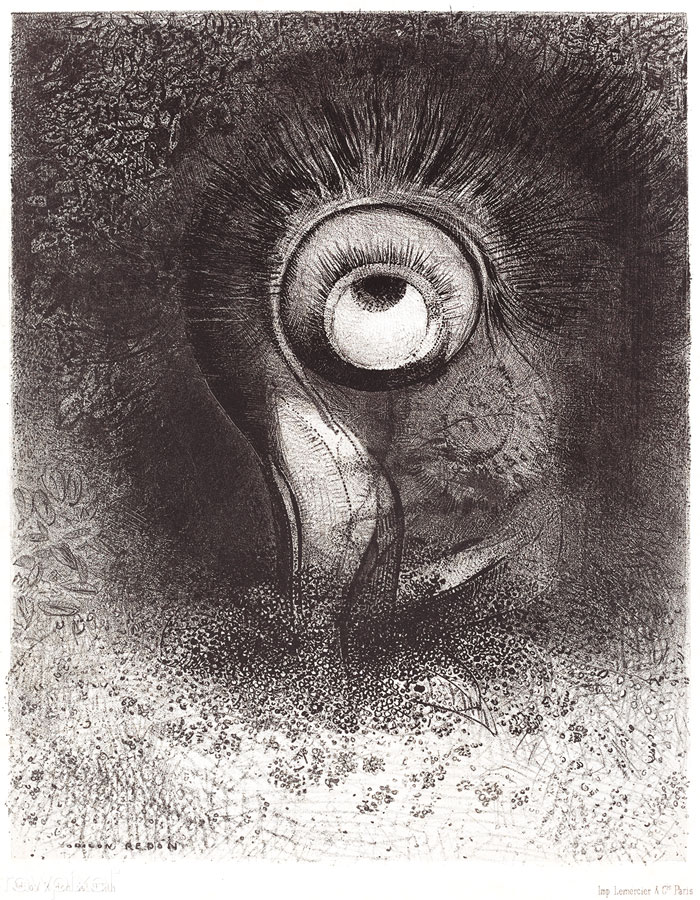 Odilon Redon, _There Was Perhaps a First Vision Attempted in the Flower_, de la serie “Les Origines”, 1883. Art Institute of Chicago