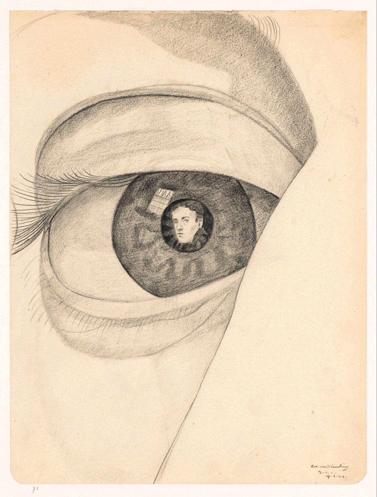 Cor van Teeseling, *Autorretrato con retrato en pupila*, 1942. Rijksmuseum 
