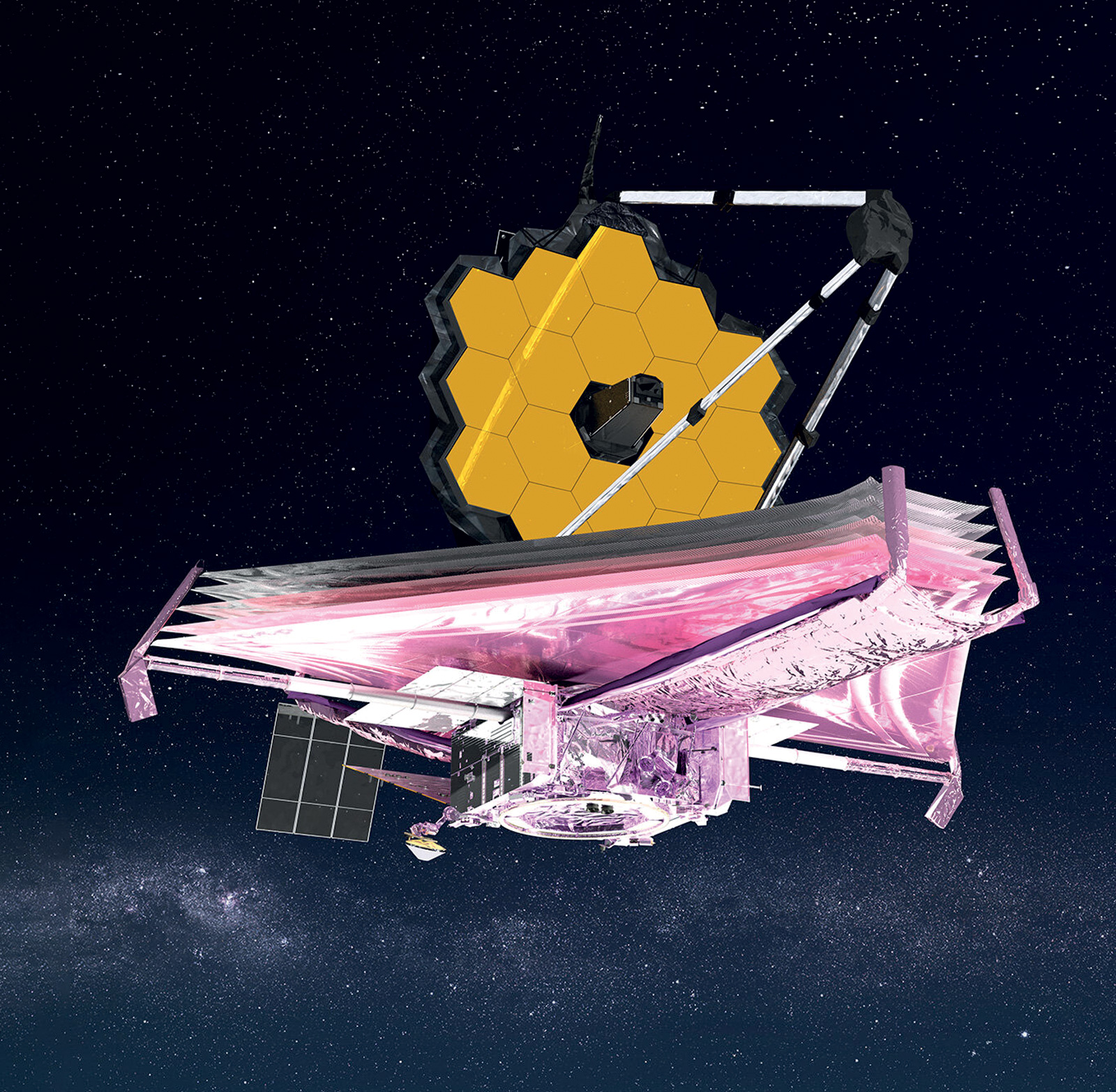 Ilustración del telescopio espacial James Webb, 2022. NASA GSFC/CIL/Adriana Manrique Gutiérrez