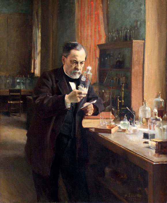 Albert Edelfelt, *Laboratorio de Louis Pasteur* (detalle), 1885. Musée d’Orsay