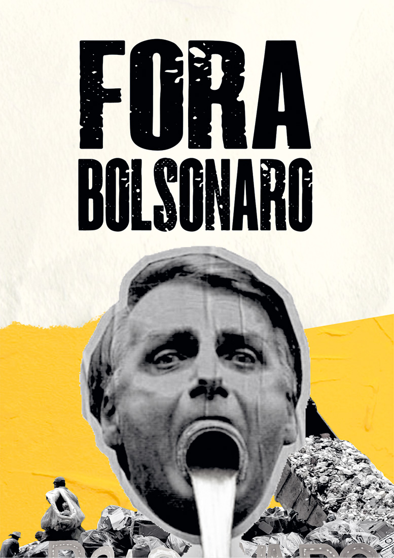 Cartel de *Campanha Fora Bolsonaro*, del Frente Brasil Popular y Frente Povo Sem Medo, 2021 