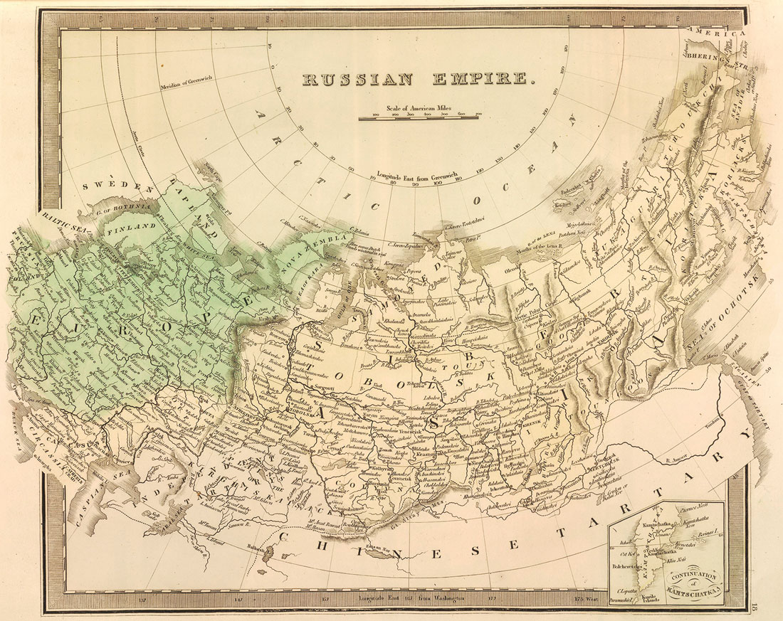 Mapa del Imperio ruso, Jeremiah Greenleaf, 1848. David Rumsey Historical Map Collection