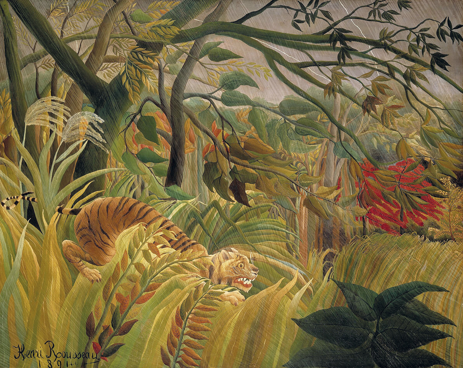 Henri Rousseau, *Tigre en una tormenta tropical (sorprendido)*, 1891 