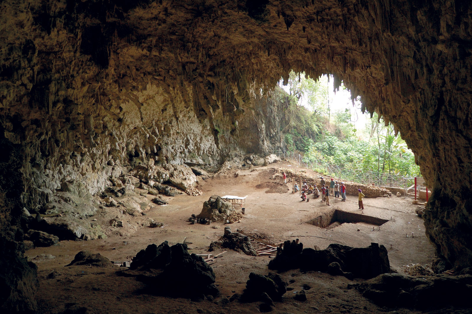 Cueva donde fueron encontrados los restos del *Homo floresiensis* en Liang Bua, Indonesia, 2003