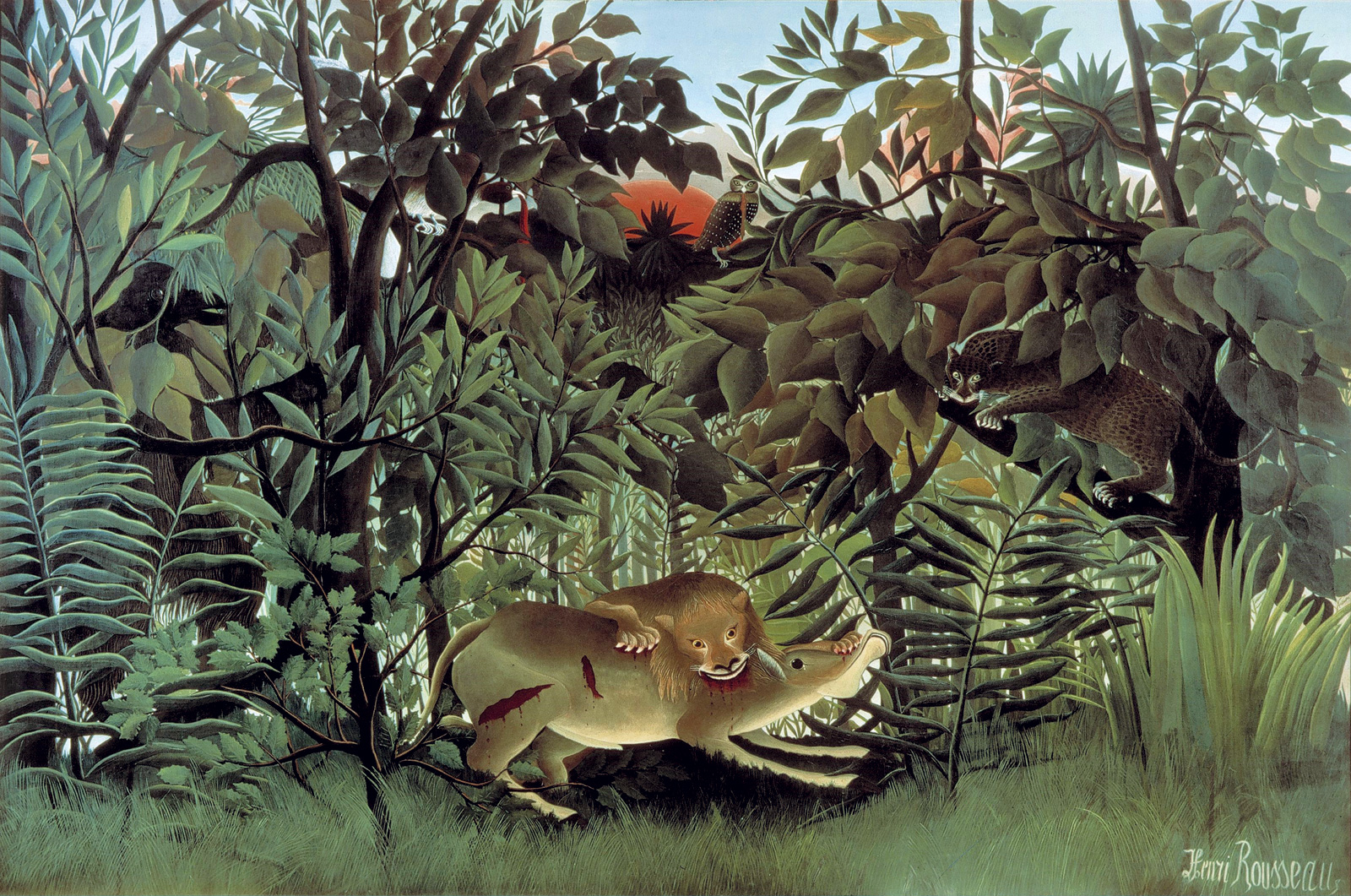 Henri Rousseau, *El león hambriento se arroja sobre el antílope*, 1905. Fondation Bayeler