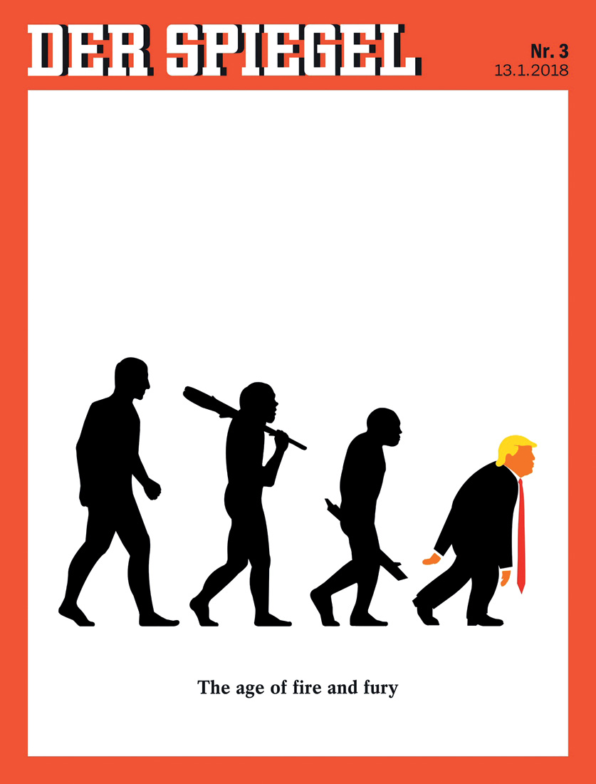 *The Age of Fire and Fury*. Portada de la revista ©*Der Spiegel*, enero de 2018. Ilustración de Edel Rodriguez