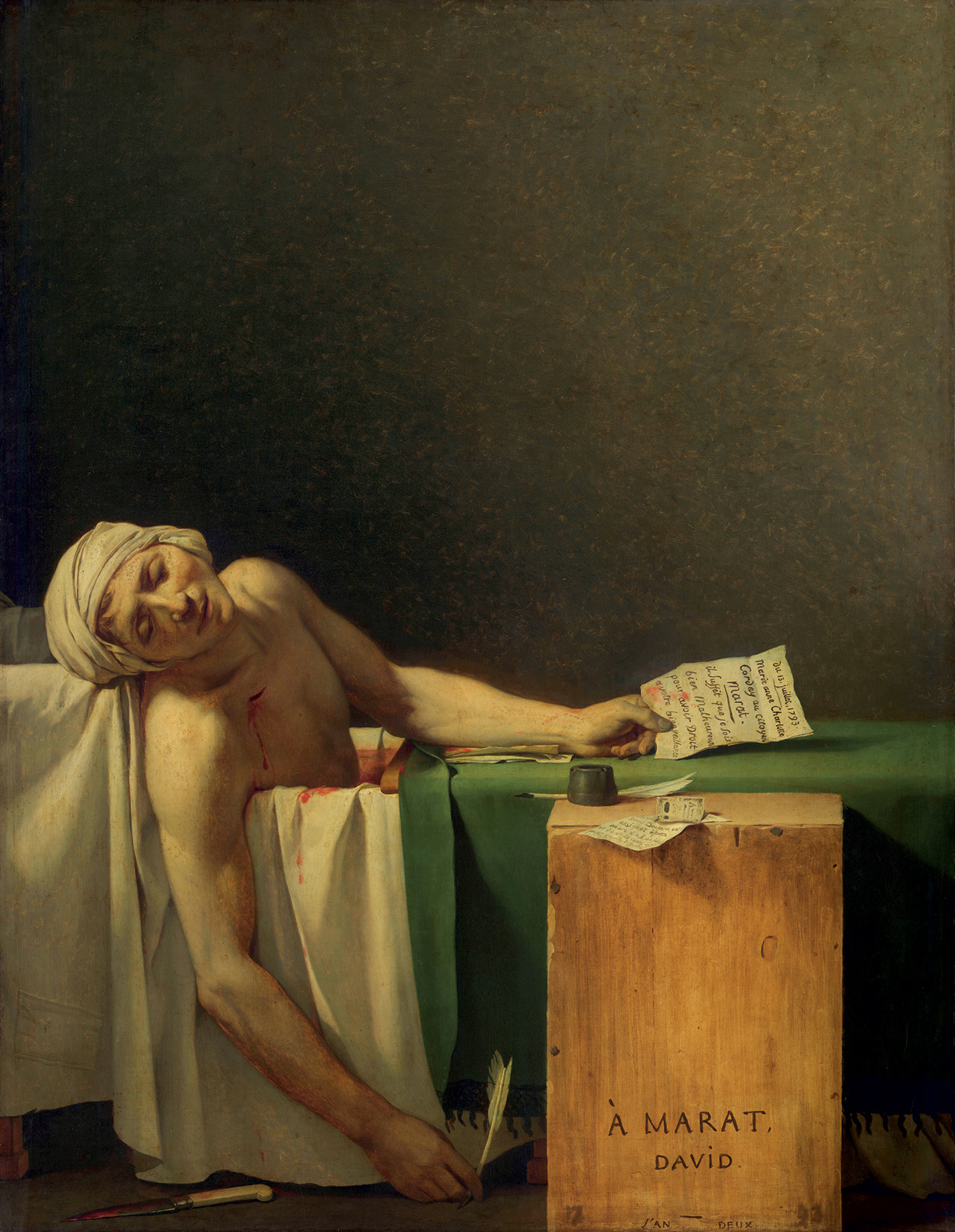 Jacques-Louis David, *La muerte de Marat*, 1793. Oldmasters Museum