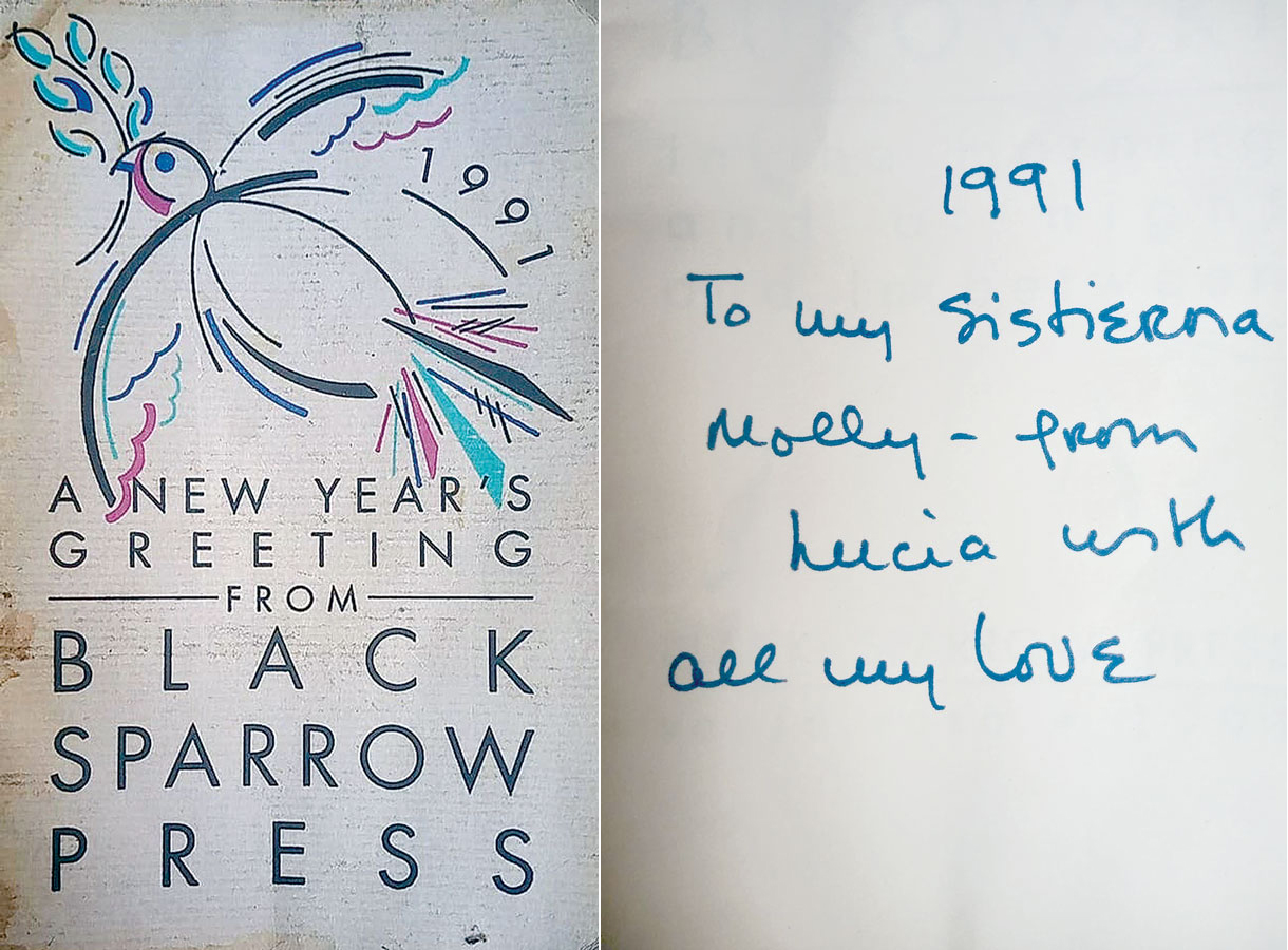 Postal de Año Nuevo de Lucia Berlin a Molly Brown, 1991. Cortesía de Patricio Chirinos Brown