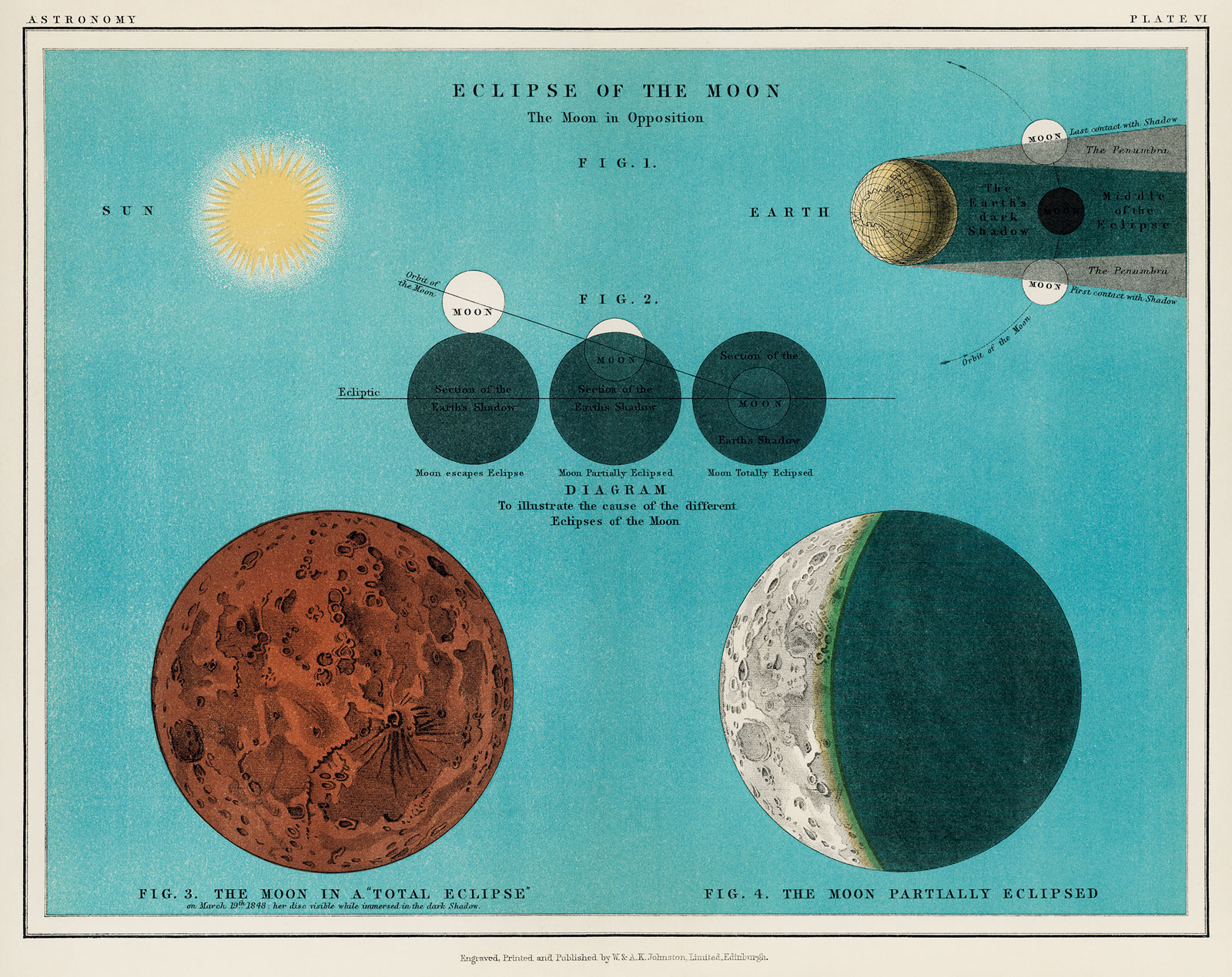 W. & A.K. Johnston, *Eclipse de Luna*, 1908 